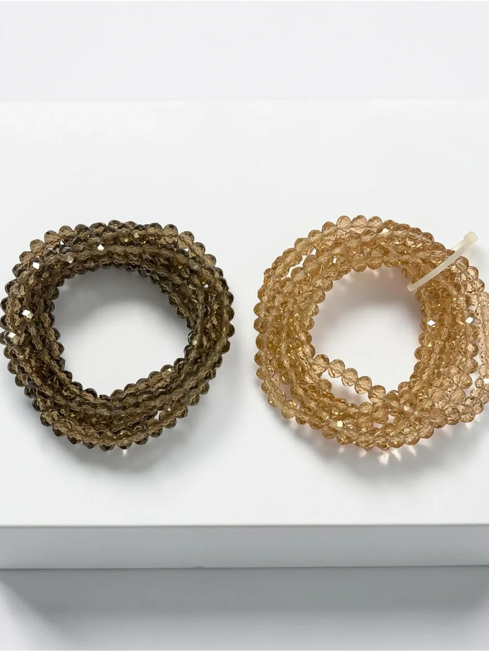 Faceted Stretch Bracelet Sets of 6 - 1 Smokey and 1 Champagne